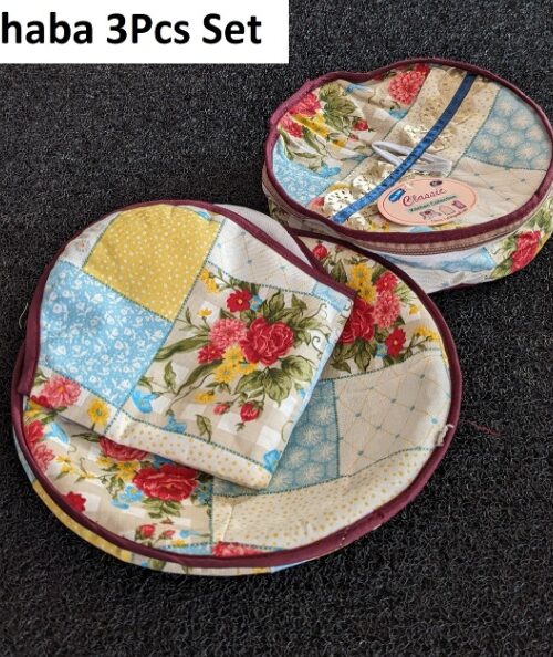Roti Chabba 3 pcs Set/ Floral Quilted Casserole Cover Set – 3 Pieces